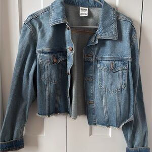 PINK cropped jean jacket - size S